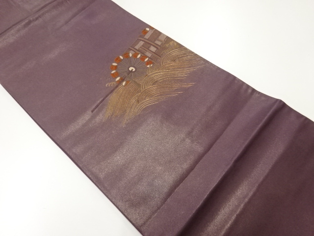 JAPANESE KIMONO / VINTAGE FUKURO OBI / EMBROIDERY / WAVE & WATERMILL